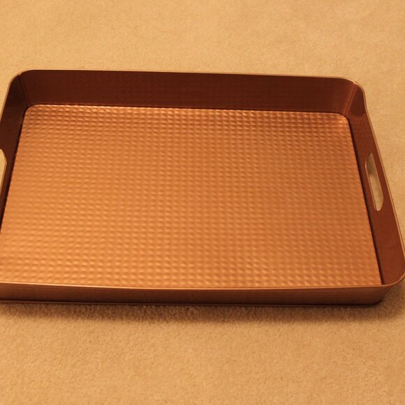 12" x 16 1/2" copper colored tin serving tray/centerpiece perfect for fall decor - Picture 4 of 10